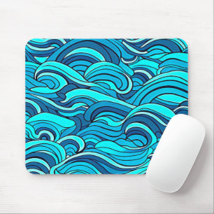 Alfombrilla De Ratón Olas de agua de océano azul turquesa abstracto  