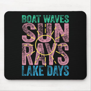Alfombrilla De Ratón Olas de barco Sun Rays Lake Days Cute Retro 70 Sum