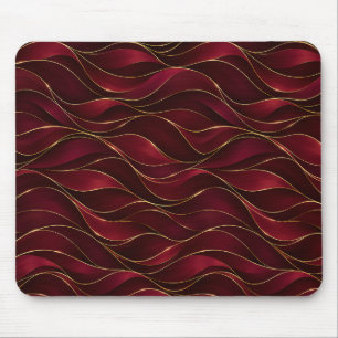 Alfombrilla De Ratón Olas de mármol rojo burgundy elegantes con acento 