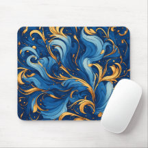 Olas Reales de Capricho Remolinos de Azul y Dorado