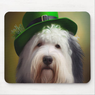 Alfombrilla De Ratón Old English Sheepdog con vestido del Día de San Pa