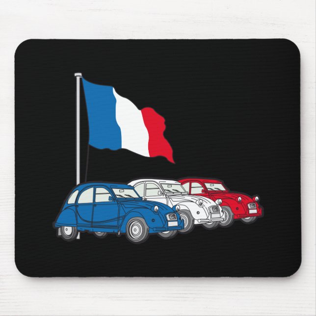 Alfombrilla De Ratón Oldtimer 2CV Trio Frankreich Flagge (Frente)