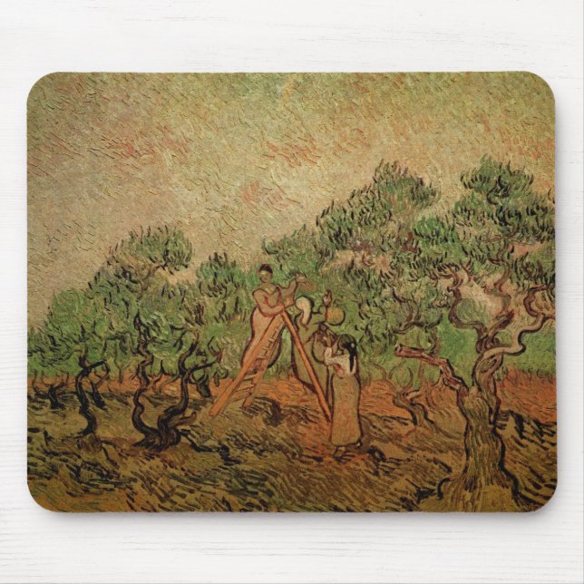 Alfombrilla De Ratón Olive Picking por Vincent van Gogh (Frente)