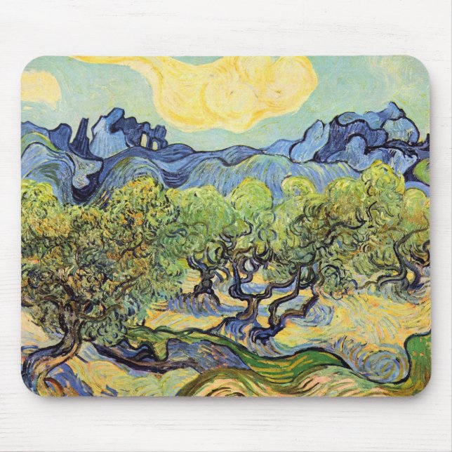 Alfombrilla De Ratón Olivos con Alpilles por Vincent van Gogh (Frente)
