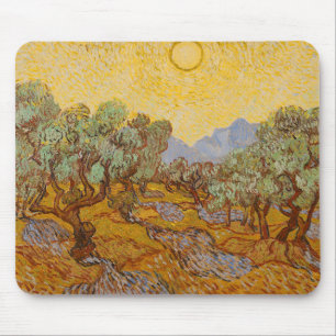 Alfombrilla De Ratón Olivos de Van Gogh Cielo Sol Amarillo
