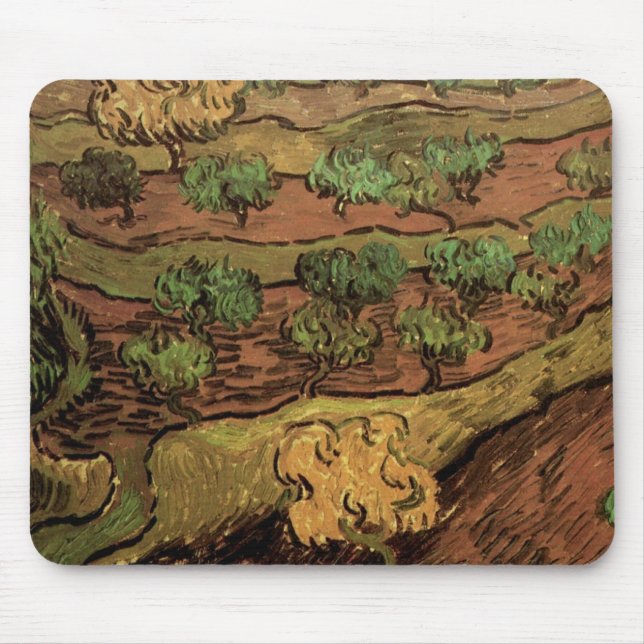 Alfombrilla De Ratón Olivos Van Gogh contra una pendiente de una colina (Frente)