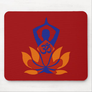 Alfombrilla De Ratón OM Namaste el yoga espiritual Lotus flor en Crimso