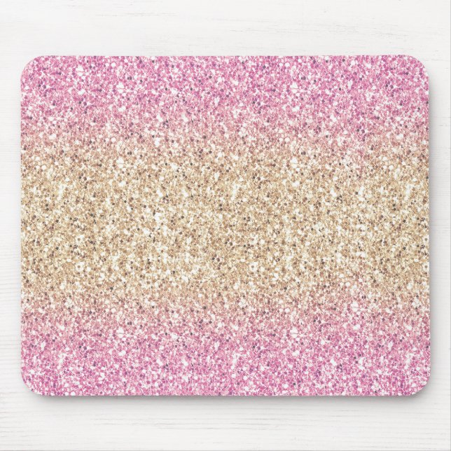 Alfombrilla De Ratón Ombre Purpurina mágico rosa y dorado (Frente)