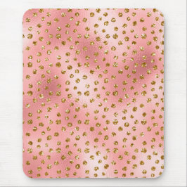 Alfombrilla De Ratón Ombre Rosa Claro y Brillo Glam Dorado Lunares
