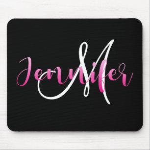 Alfombrilla De Ratón Ombre rosa Jennifer con monograma de Personalizabl