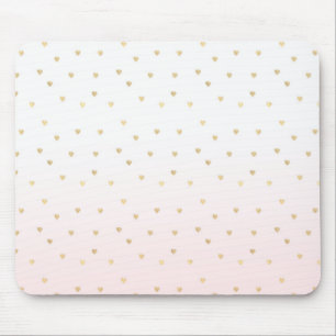 Alfombrilla De Ratón Ombre rosa Rubor Gold Hearts