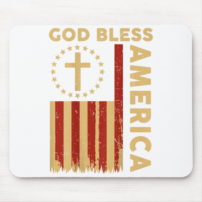 Alfombrilla De Ratón On Back God Bless America Patriotic Christian Fait (Frente)