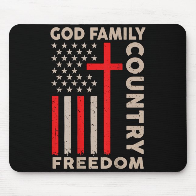 Alfombrilla De Ratón On-back God Family Country Dom Patriotic Christian (Frente)