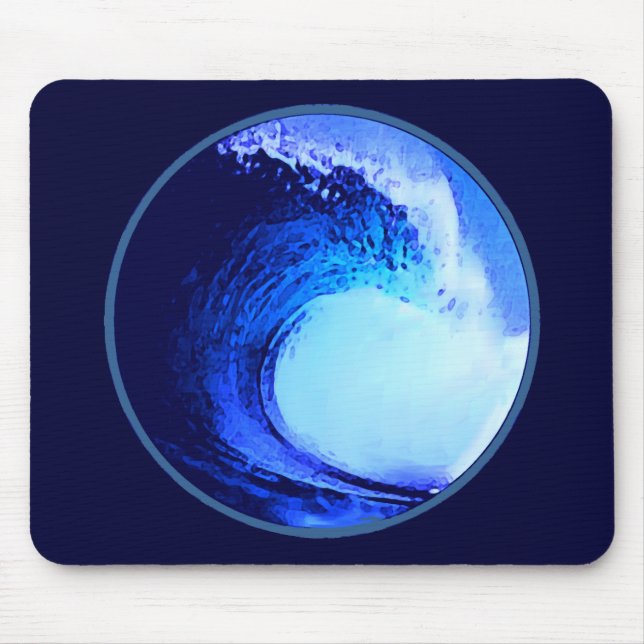 Alfombrilla De Ratón onda azul estilo surf (Frente)