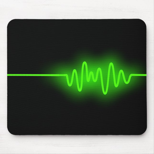 Alfombrilla De Ratón Onda de sonido - Verde sobre negro (Frente)