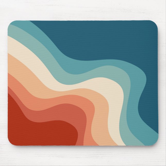 Alfombrilla De Ratón Ondas de estilo retro (Frente)