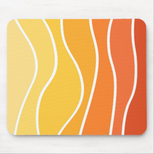 Alfombrilla De Ratón Ondas de estilo retro amarillo y naranja