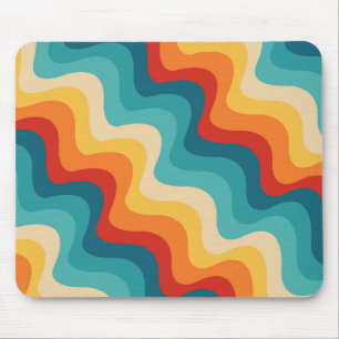 Alfombrilla De Ratón Ondas diagonales de color en estilo retro