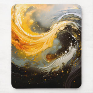 Alfombrilla De Ratón Ondas modernas de mármol abstracto dorado