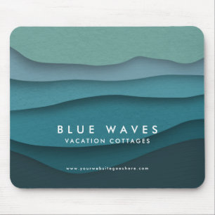 Alfombrilla De Ratón Ondas oceánicas azules modernas
