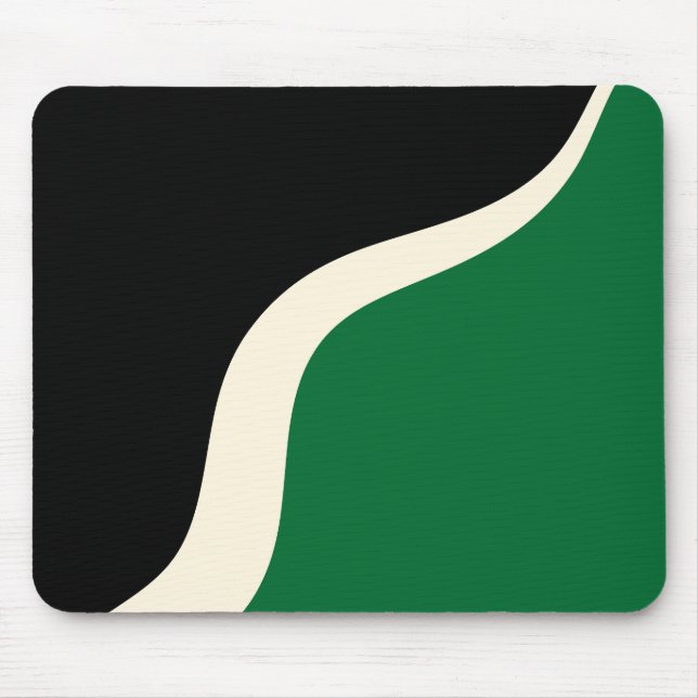 Alfombrilla De Ratón Ondas simples 3 en verde, crema y negro (Frente)