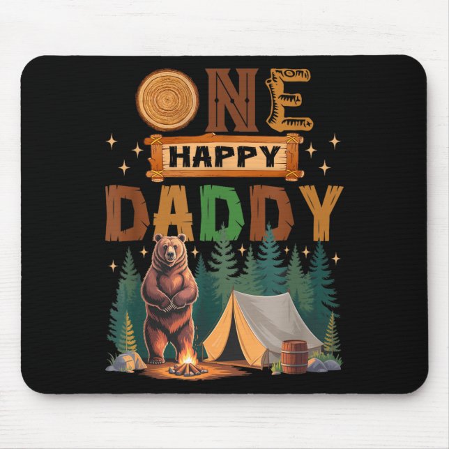 Alfombrilla De Ratón One Happy Daddy Camper 1st Birthday Camng Bear  (Frente)