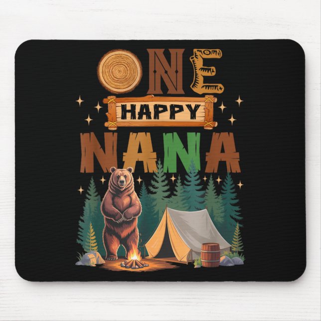 Alfombrilla De Ratón One Happy Nana Camper 1st Birthday Camng Bear  (Frente)