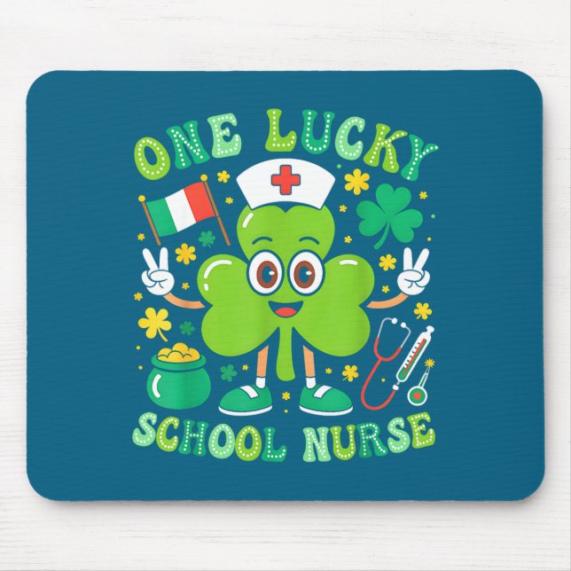 Alfombrilla De Ratón One Lucky School Nurse St Patrick's Day Shamrock I (Frente)