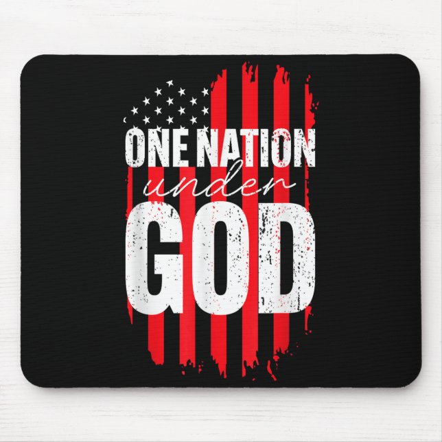Alfombrilla De Ratón One Nation Under God American Flag Christian Jesus (Frente)