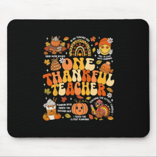 Alfombrilla De Ratón One Thankful Teacher Thanksgiving Groovy Fall Autu