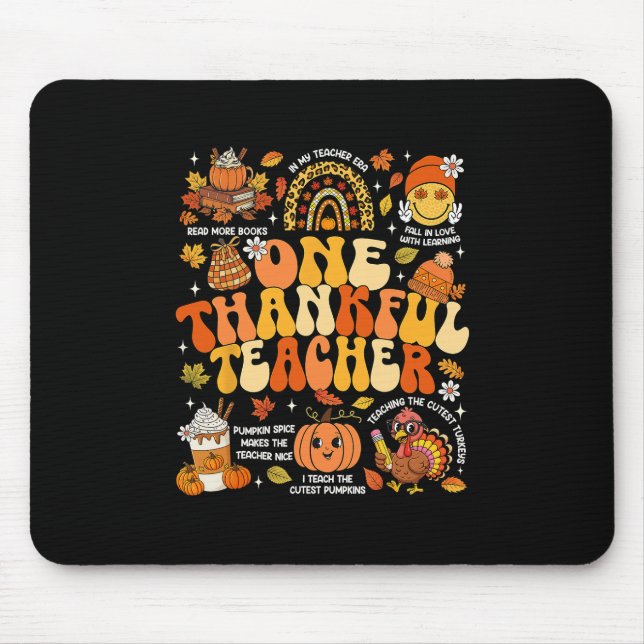 Alfombrilla De Ratón One Thankful Teacher Thanksgiving Groovy Fall Autu (Frente)