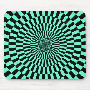 Alfombrilla De Ratón Op Art - Turquesa y Negro