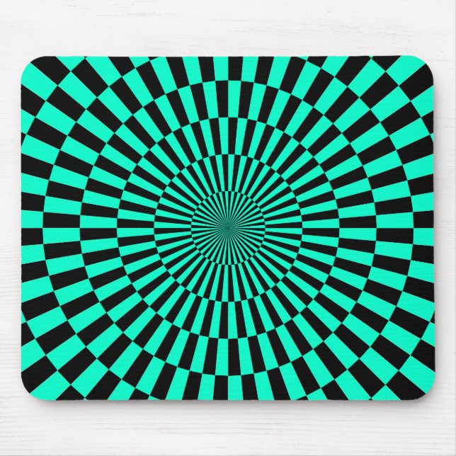 Alfombrilla De Ratón Op Art - Turquesa y Negro (Frente)