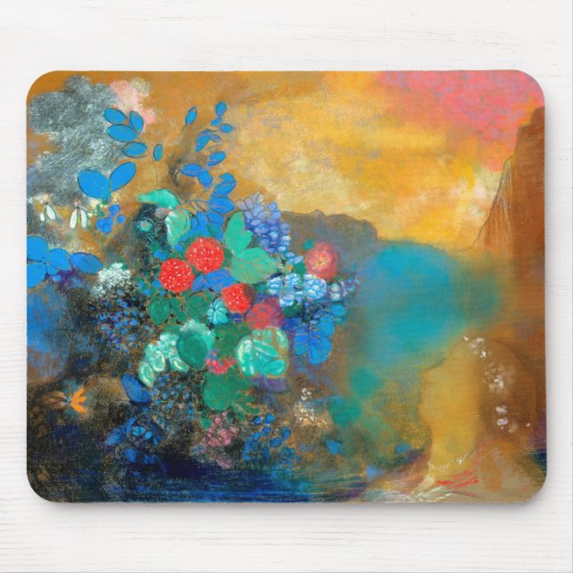 Alfombrilla De Ratón Ophelia entre las flores, Redon (Frente)
