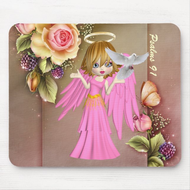 Alfombrilla De Ratón Oración Ángel#4 Mousepad (Frente)