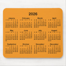 Orange and Black 2026 Calendar