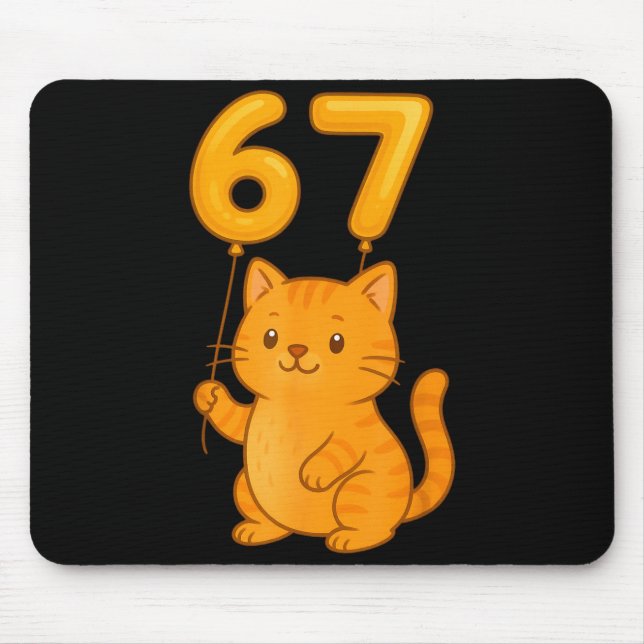 Alfombrilla De Ratón Orange Cat 67 Meme Six Seven Balloon Funny Gen Alp (Frente)