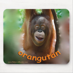 Alfombrilla De Ratón Orangután sonriente feliz