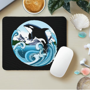 Alfombrilla De Ratón Orca Majestuosa Ballena Asesina Olas Azules Océano
