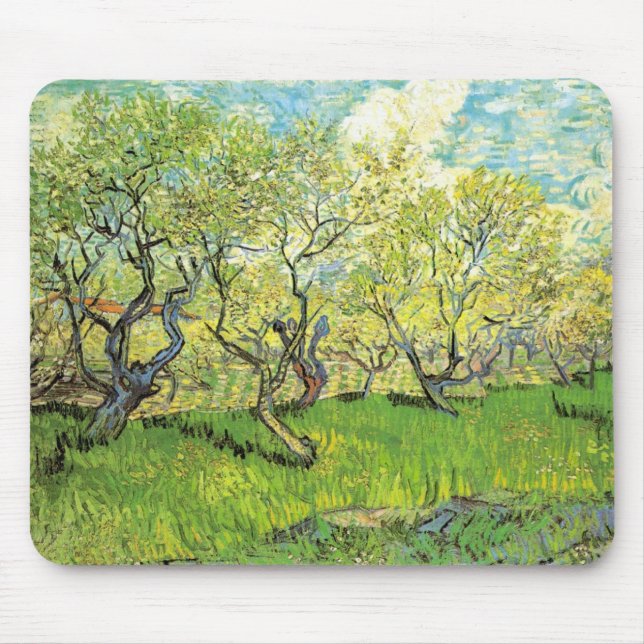 Alfombrilla De Ratón Orchard en flor por Vincent van Gogh (Frente)