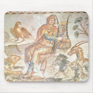 Alfombrilla De Ratón Orfeo que juega a los animales, mosaico romano