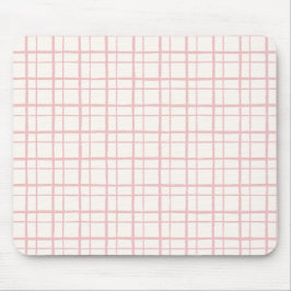 Alfombrilla De Ratón Organic Wobbly Check Grid Pattern Ballet Pink