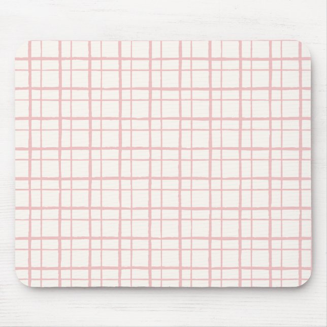 Alfombrilla De Ratón Organic Wobbly Check Grid Pattern Ballet Pink (Frente)