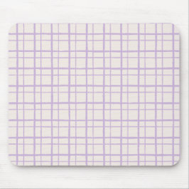 Alfombrilla De Ratón Organic Wobbly Check Grid Pattern Dusty Lilac