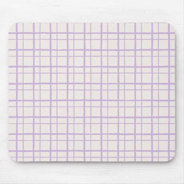 Alfombrilla De Ratón Organic Wobbly Check Grid Pattern Dusty Lilac (Frente)