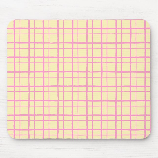 Alfombrilla De Ratón Organic Wobbly Check Grid Pattern Sunshine Yellow (Frente)