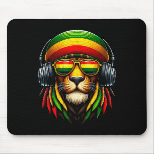 Alfombrilla De Ratón Orgullo jamaiquino rasta reggae león con cabeza mu