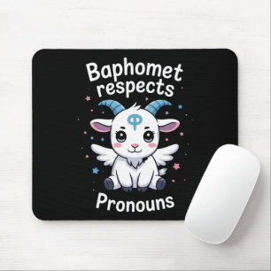 Alfombrilla De Ratón Orgullo Trans Baphomet Respeta Pronombres Orgullo 