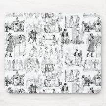 Orgullo y prejuicio Toile de Jouy Blanco y negro