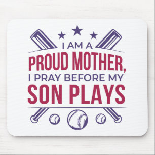 Alfombrilla De Ratón Orgullosa Madre De Béisbol Que Rezo Antes De Jugar